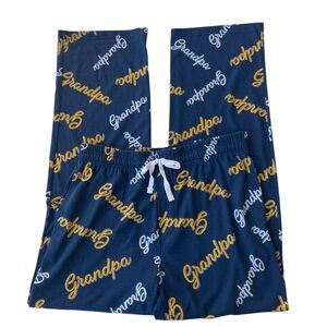 Mad Engine Pajama Lounge Pants Grandpa Logo Navy Gold0 Cotton Men's Medium New